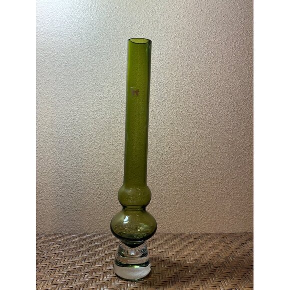 Waterford Crystal Marquis Green Merengue Vase 17" Olive Avocado - Picture 2 of 7